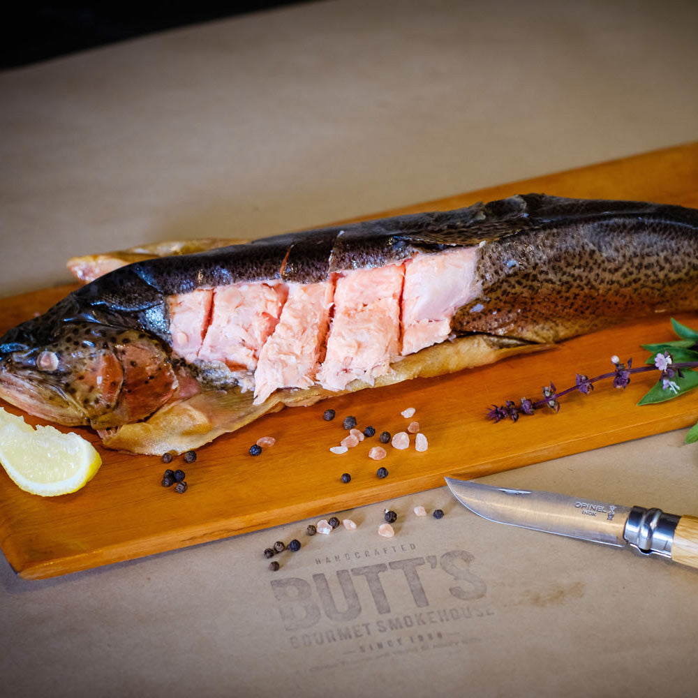 Whole smoked rainbow trout